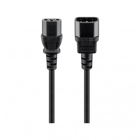 220V Toitekaabli pikendus 0.5m, must, (monitorikaabel), 3x0.75mm², C13 - C14