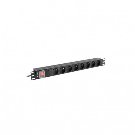 LANBERG toiteplokk PDU rack 19" (1U, 16A, 7x Schuko, 2m)