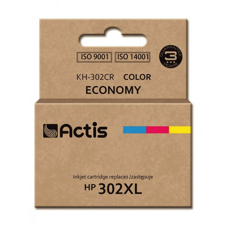 Actis KH-302CR tindikassett (asendus HP 302XL F6U67AE; premium; 21 ml; värviline)