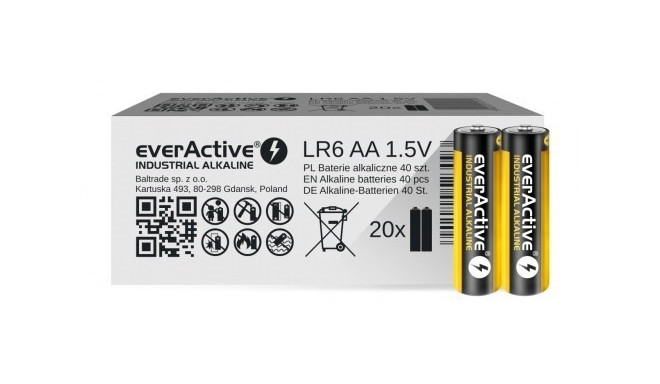 Alkaline batteries everActive Industrial Alkaline LR6 AA  - carton box 40 pcs