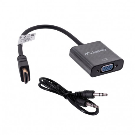 Lanberg AD-0017-BK video kaabli adapter 0,2 m VGA (D-Sub) HDMI Type A (Standard) must