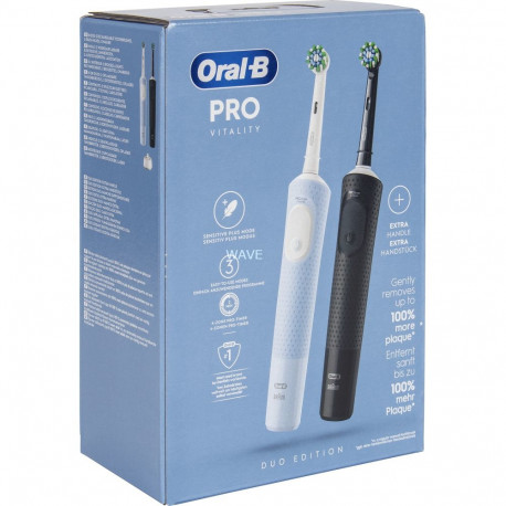 Oral-B Vitality Pro D103 Duo Electric Toothbrush Black/Blue, Black/Blue, incl. 2nd Handle