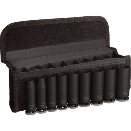 PRO impact sügavate padrunotsikute komplekt 3/8" 9-osaline, must