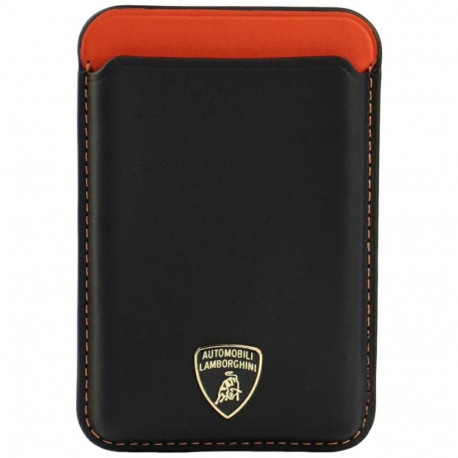 Lamborghini Urus D8 Genuine Leather MagSafe Magnetic Phone Wallet - Black and Red