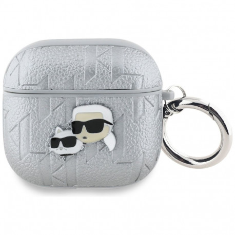Karl Lagerfeld Monogram Karl & Choupette Head case for AirPods 4 - silver