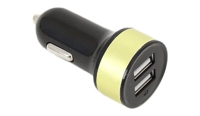 Omega auto strāvas adapteris 2xUSB 2100mA, dzeltens (42033)