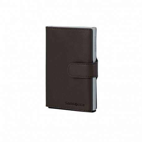 Rahatasku Samsonite ALU FIT, alumiinium + tumepruun nahkümbris, 6,6x10,2x2,1 cm