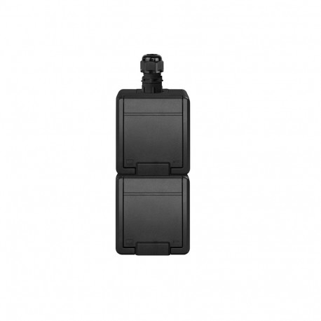 SOCKET 5054-67 2PLACE IP65 AQUANT BLACK