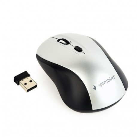 Gembird juhtmevaba optiline hiir MUSW-4B-02-BS 1600DPI nano USB, must-hõbe