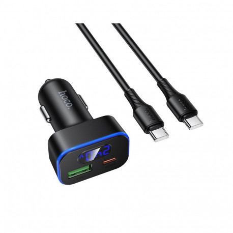 Car charger Hoco USB A + USB C PD QC3.0 48W + cable USB C to C Z63B black
