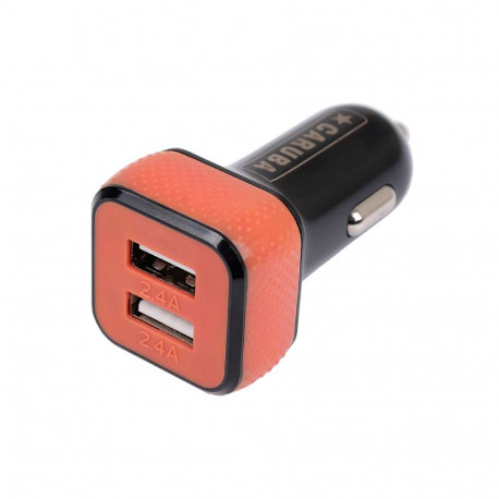 Car Charger - Caruba Duo USB 4.8A Charger 2 Ports Black/Red