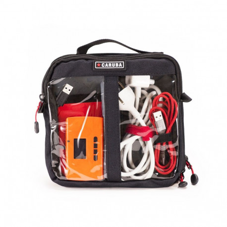 Cable Bag - Caruba Cable Bag M Double Sided with Removable Divider, Black