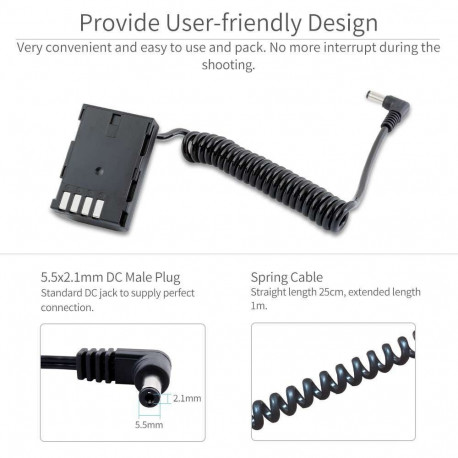 Battery - Feelworld FW50 Dummy Battery A6500 A7 DC Output Cable 1m