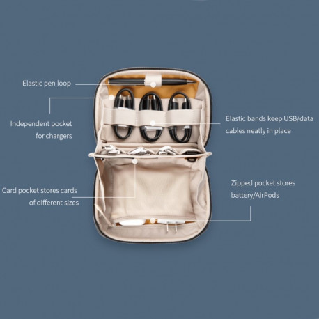 Accessory Pouch - PGYTECH Mini Tech Pouch, splash-proof, AirTag pocket, Twilight Black