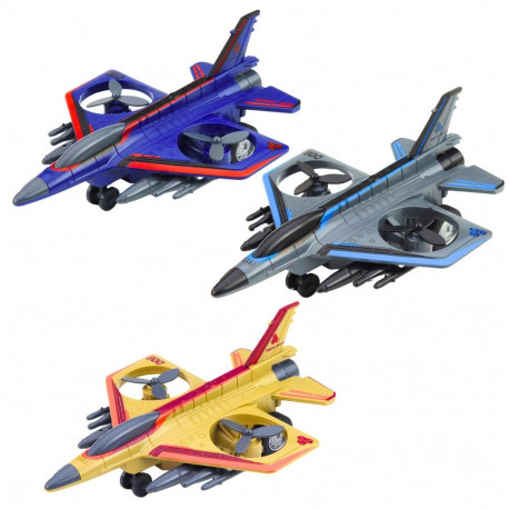 Sõjaväe hävituslennuk ajami ja pöörlevate propelleritega