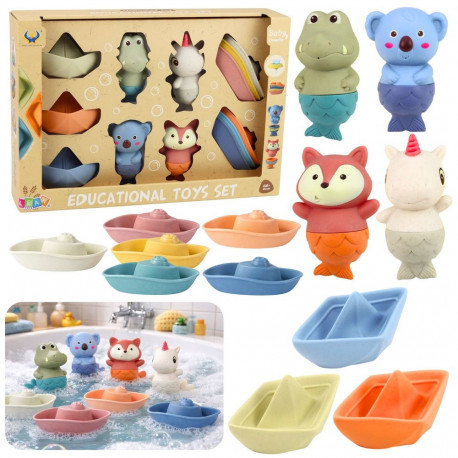 Kummist vannimänguasjade komplekt loomad ja paadid 13-osaline