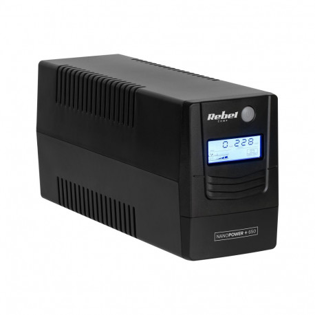 Zasilacz awaryjny komputerowy UPS REBEL model Nanopower Plus 650 ( offline, 650VA / 360W , 230 V , 5