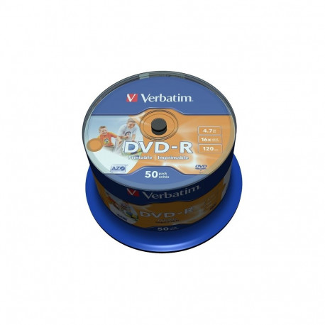 VERBATIM DVD-R 4,7GB 16X PRINTABLE FULL CAKE*50 43533
