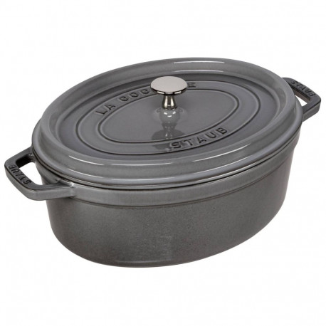 Staub Oval Cocotte, 29cm Graphite Grey, Cast Iron