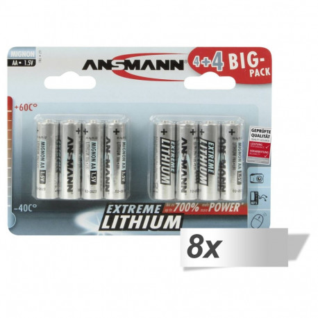 8x 4+4 Ansmann Extreme Lithium AA Mignon LR 6 Big Pack