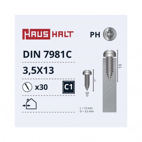 SELF SCREWS 3.5X13 DIN7981C ZN 30PCS
