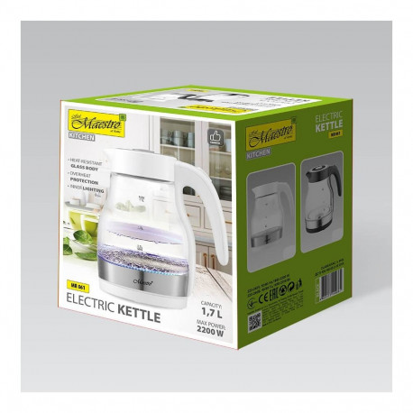 Electric Kettle - Maestro MR061 1.7L 2200W Transparent White