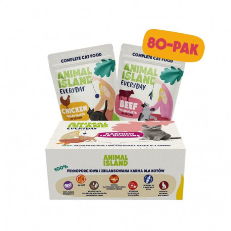 Cat Food - ANIMAL ISLAND Chicken Beef Fillets in Broth 80x85g