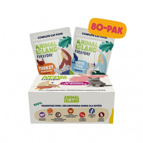 Cat Food - ANIMAL ISLAND Turkey White Fish Fillets in Broth 80x85g