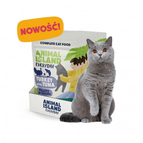 Cat Food - ANIMAL ISLAND Turkey & Tuna Fillets in Broth 12x85g