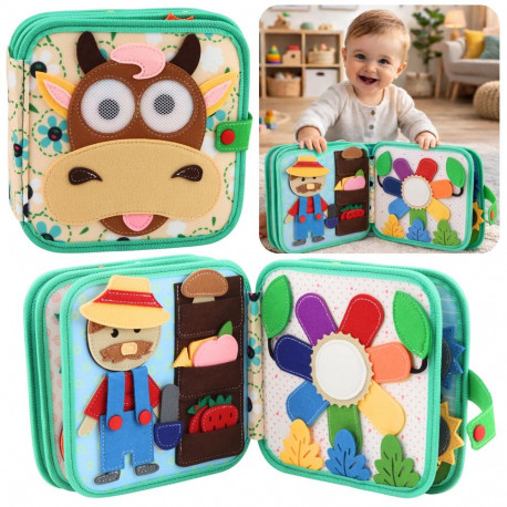 Hariv sensoorne vildist 3D raamat koduloomad lehm