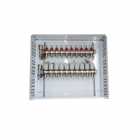 Heating Manifold 10 Loops with Thermal Actuators NC AC230V and Flow Meters