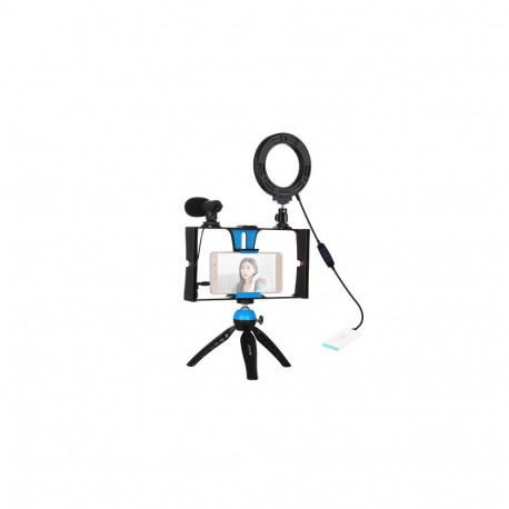 Blogging Smartphone Video Rig (LED Ring Light, Tripod Mount, Phone Holder, Mic)