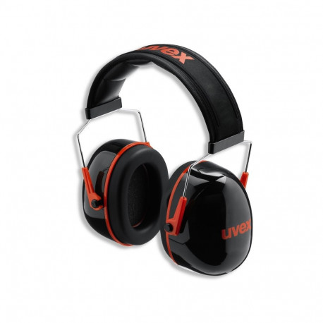 Uvex K3 passive earmuffs – snr 33 dB high attenuation, length-adjustable headband, black/red, durabl