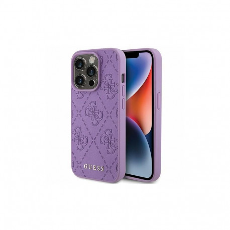 Guess Guess Leather 4G Stamped case for iPhone 15 Pro - purple