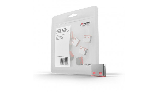 LINDY USB PORT BLOCKER 10PACK/PINK 40460