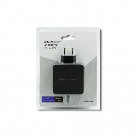 Qoltec 51766 Power adapter for Lenovo 65W | 20V |3.25A | Slim tip+pin