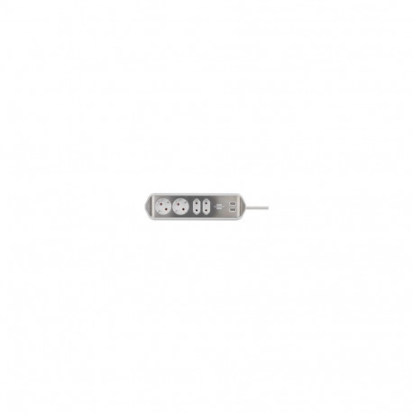 Brennenstuhl estilo corner power strip 4-way (white/stainless steel, 2x USB)