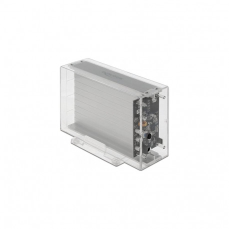 väline topeltkorpus 2 x 3.5" SATA HDD-dele USB Type-C pesaga, läbipaistev