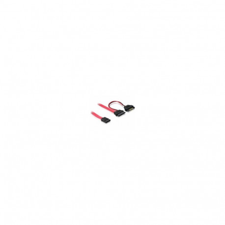 Adapterkabel Slim SATA 13-Pin > 7-Pin + 15 Pin (rot, 50cm)