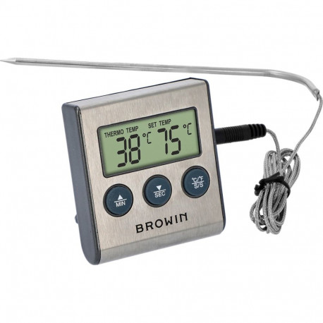 Food Thermometer with Probe BROWIN 185609 0-250°C, Electronic Display, Timer
