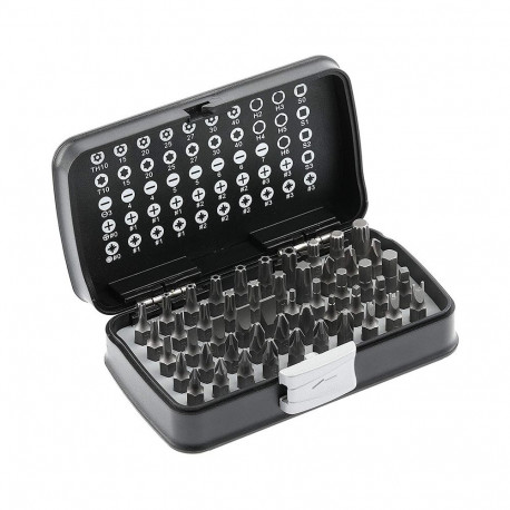 Hogert HT1R461 Screwdriver Bit Set, 50 pcs, 1/4", S2 steel, PH/PZ/SL/T/TT/H/M/Tri-Wing/Square