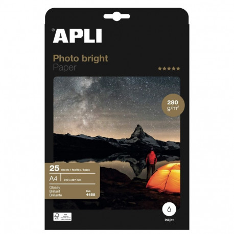 Fotopaber APLI A4 Photo Bright 280g,  25lehte pakis