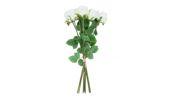 Artificial flower FLOWERLY 8pcs roses in a bouquet, white