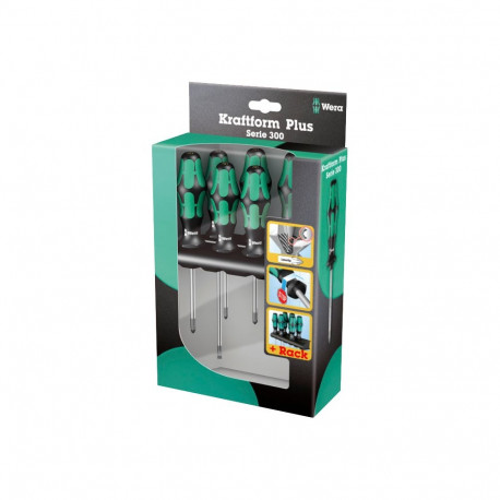 Wera Kraftform Plus Lasertip kruvikeerajate komplekt – 6-osaline SL/PH/PZ, hoidikuga