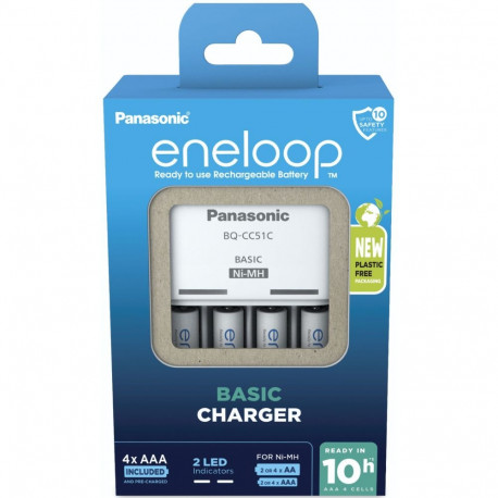 Panasonic Eneloop basic laadija BQ-CC51 koos 4xAAA K-KJ51MCD04E