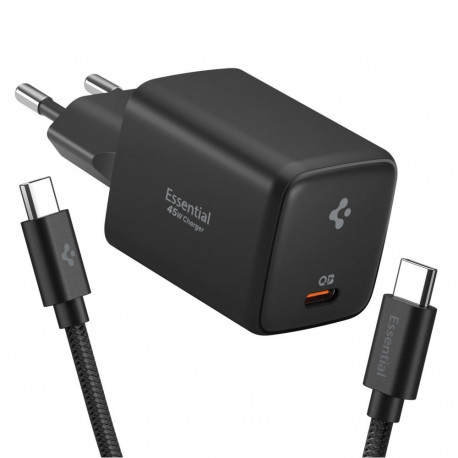 SPIGEN EE451EU-GAN ESSENTIAL 1-PORT NETWORK CHARGER 45W + TYPE-C CABLE BLACK