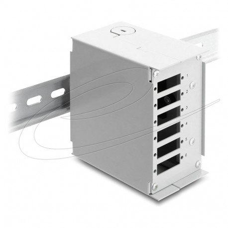 "LWL Patchfeld 6 Port für SC Duplex oder LC Quad grau Metall zur Hutschienen Montage"