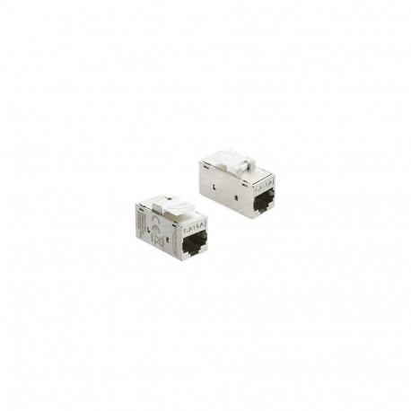"Keystone Modul Kupplung RJ45 Buchse zu RJ45 Buchse Cat.6A Metall silber / weiß"