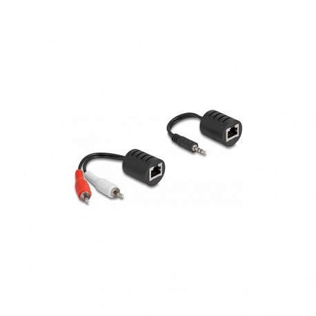 Stereo audio pikendus RJ45 pesa 3,5 mm pistikuks ja RJ45 pesa 2 x Cinch pistikuks Cat.5 kuni 50 m, 2