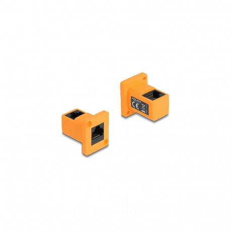 "D-Typ Modul RJ45 Buchse zu Buchse 90° gewinkelt orange"